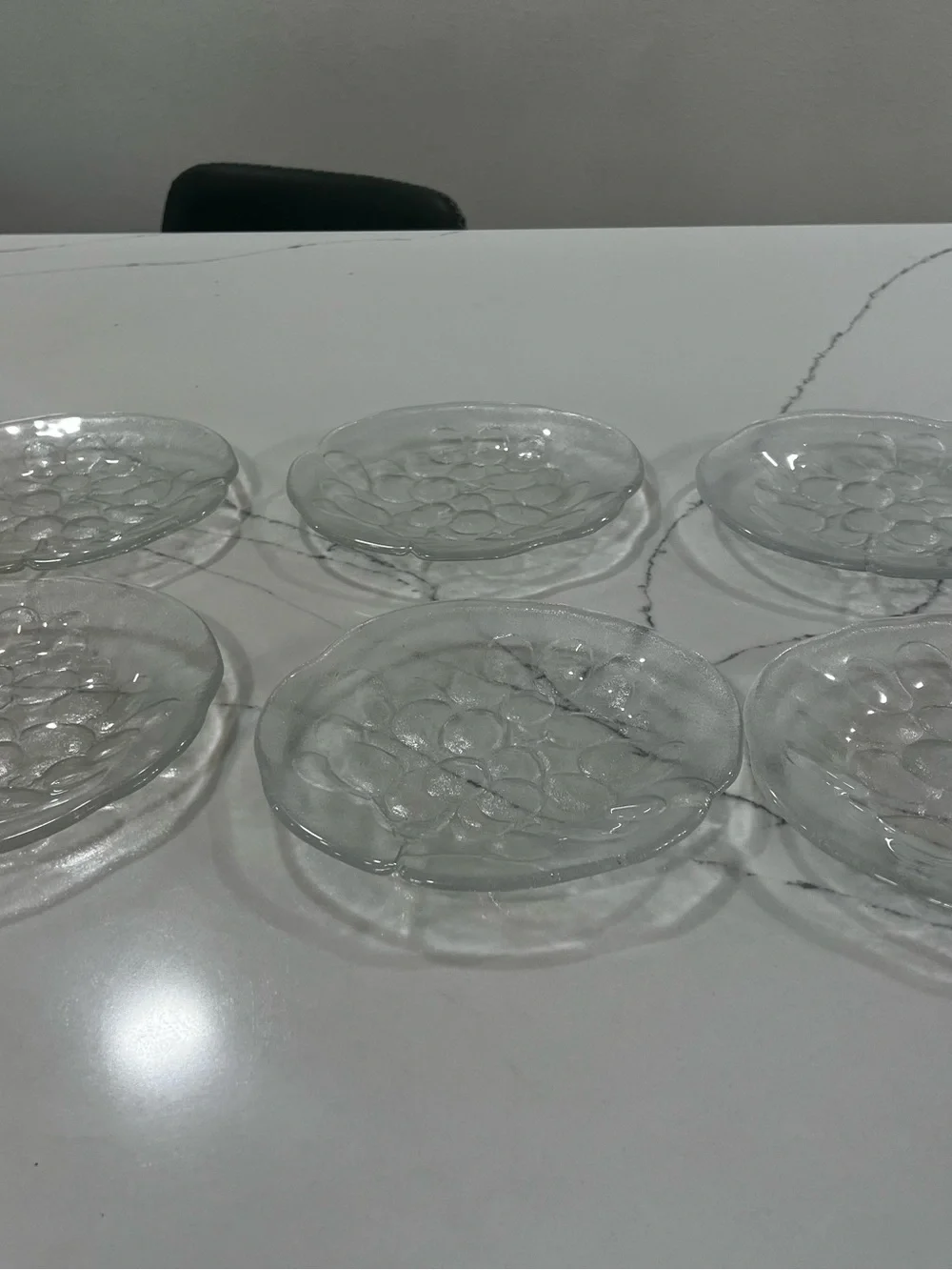 Kosta-Boda Handmade  Glass Serving Platter Grapes Motif, Vintage Sweden Set Of 6